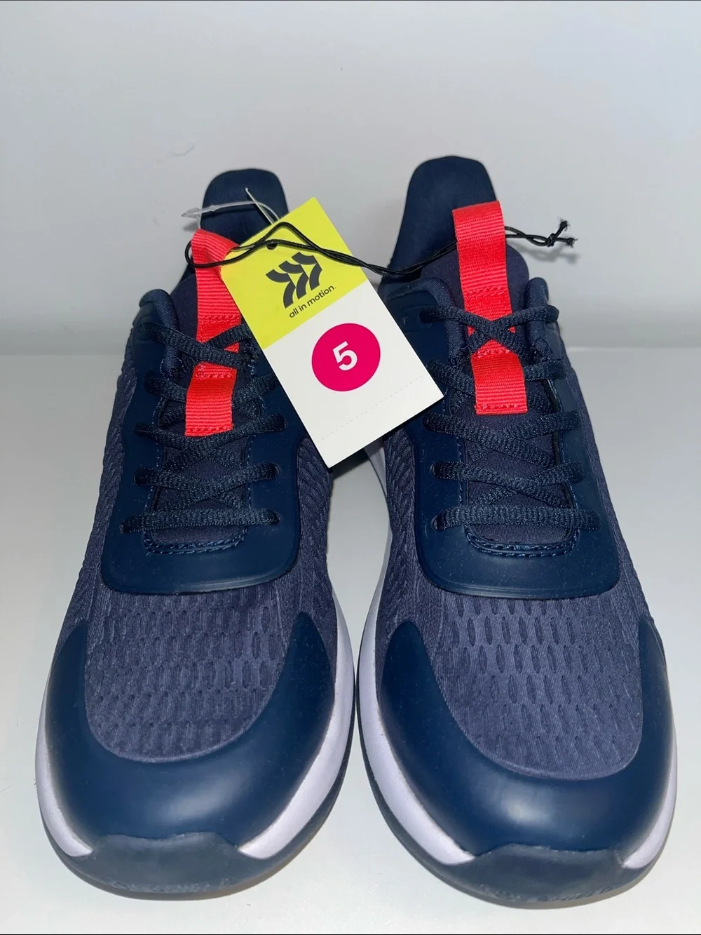 All In Motion Kids Youth Sz 5 Avery Performance Sneaker Lace Up Navy Coral